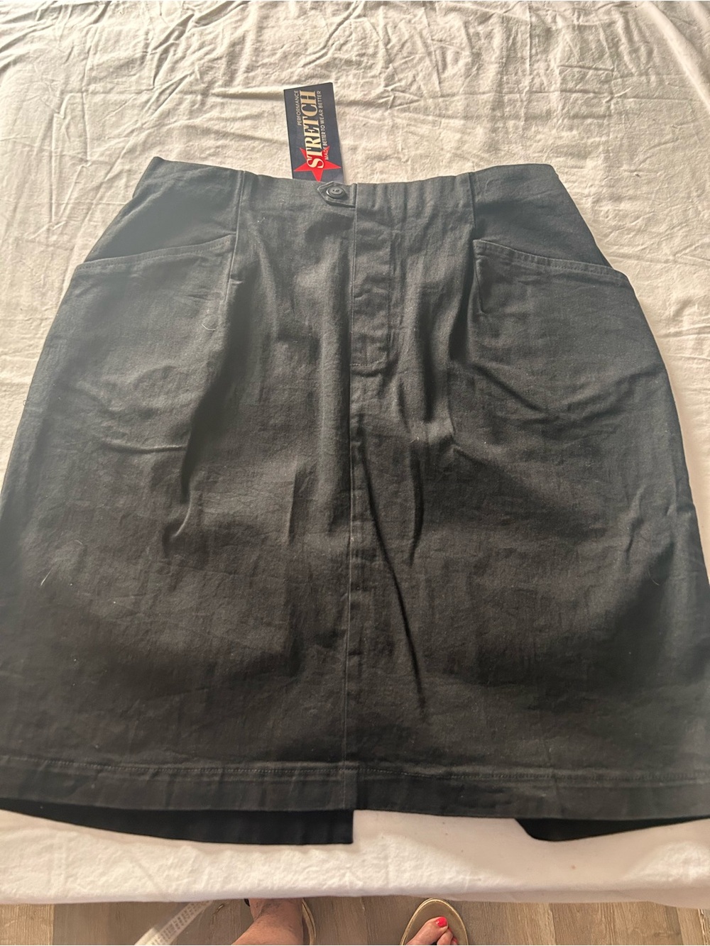 White Stag Black Stretch Skirt with Front Pockets